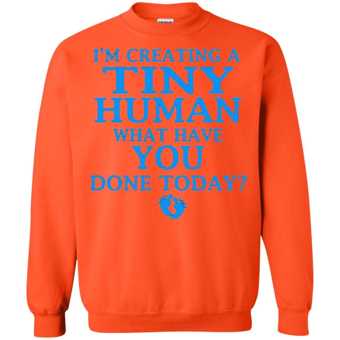 Funny Maternity Shirt Creating Tiny Human Blue Orange