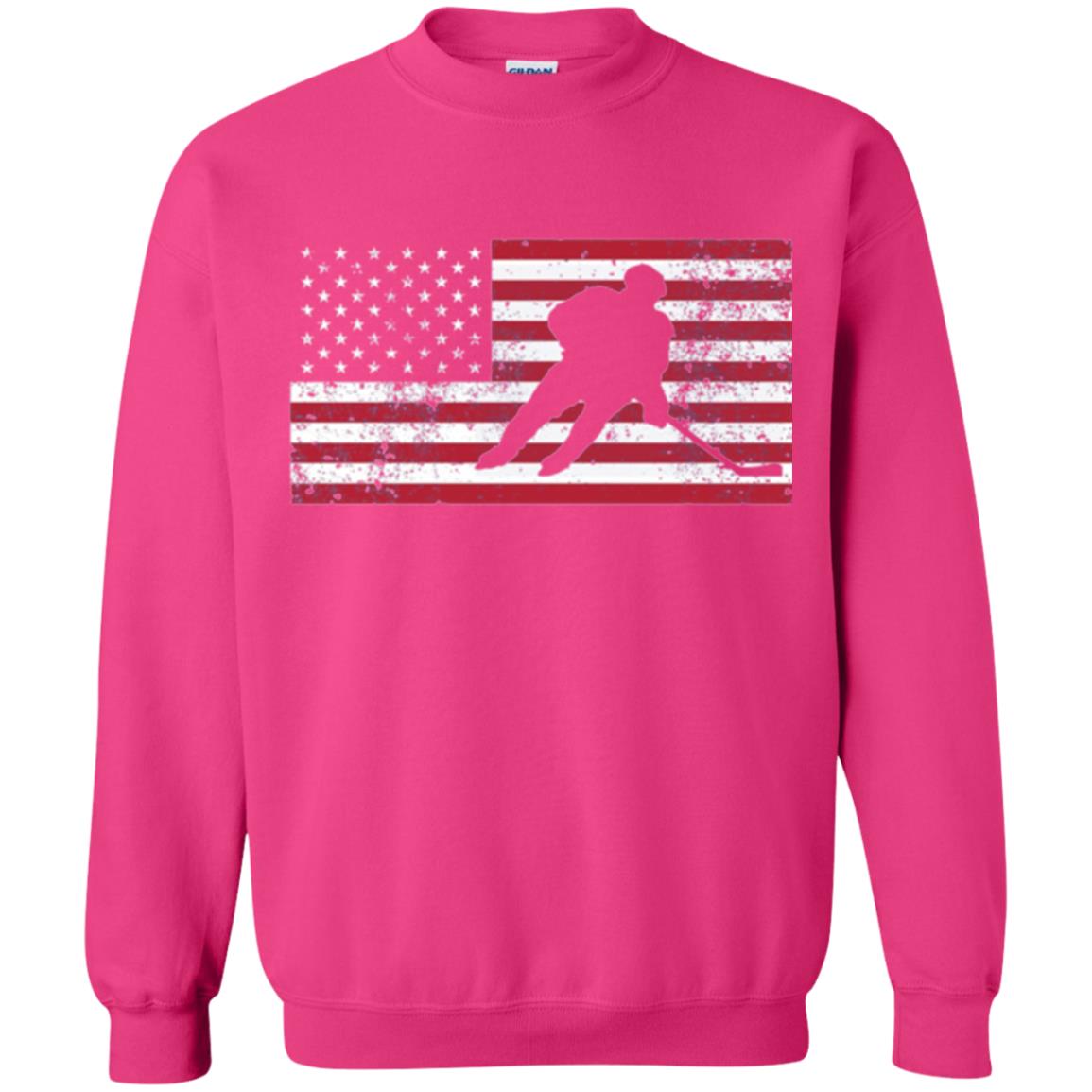 Hockey T-shirt American Flag Usa Patriotic Ice Skating Heliconia