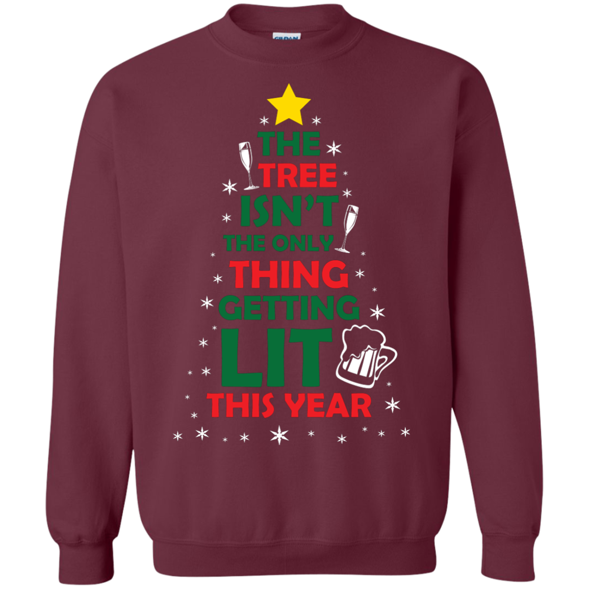 Christmas T-shirt The Tree Isn't The Only Thing Getting Lit This Year Maroon
