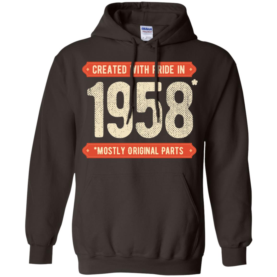 Created With Pride In 1958 Mostly Original Parts 60th Birthday T-shirt Dark Chocolate