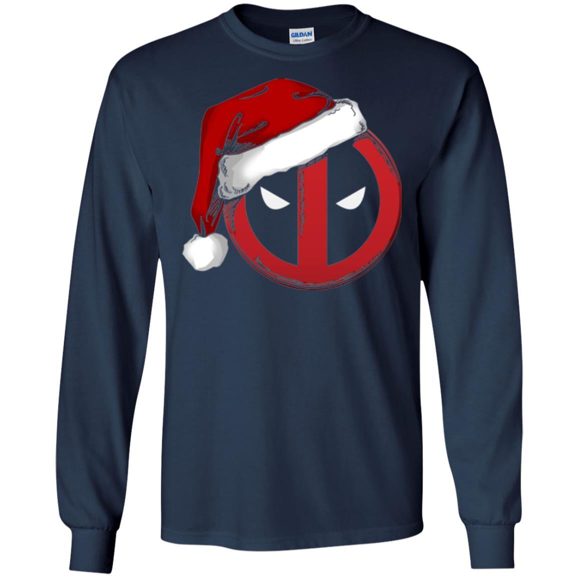 Christmas T-shirt Marvel Deadpool Icon Santa Hat Christmas Graphic Navy