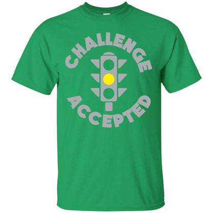 Funny Racing T-shirt Challenge Accepted Yellow Light Car Irish Green