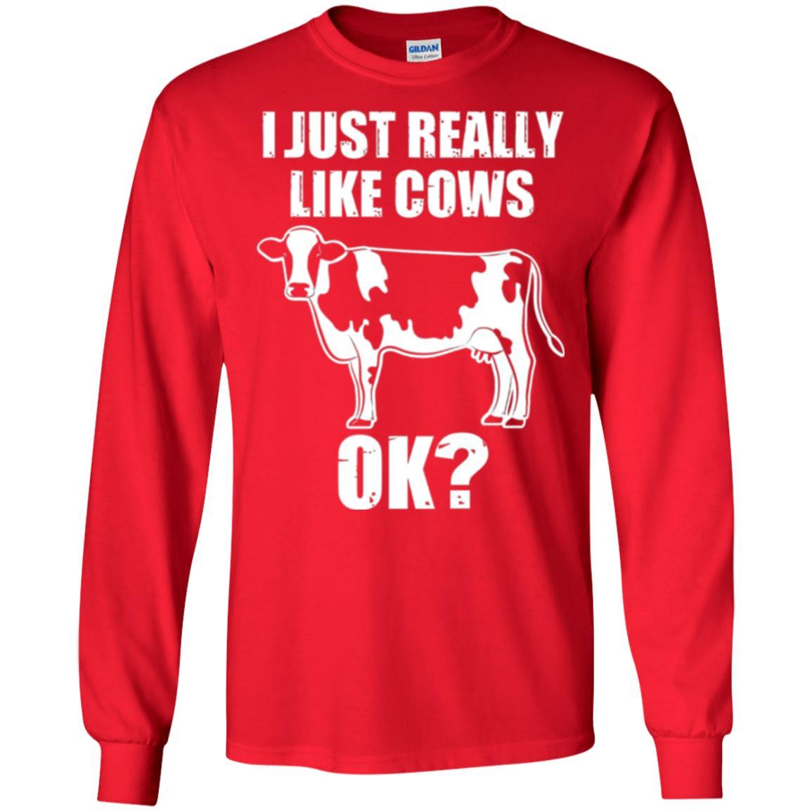 Cow Lover T-shirt I Just Really Like Cows Ok Red