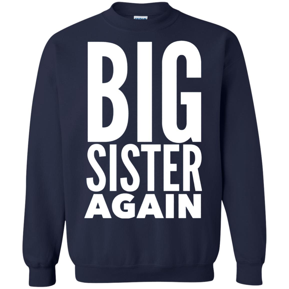 Big Sister Again Sibling Family T-shirt Navy