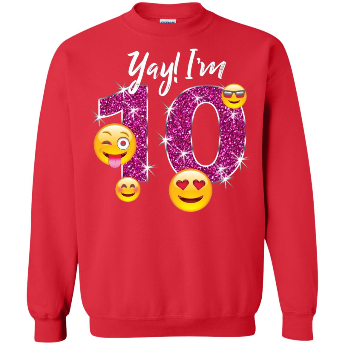 Funny Emoji Birthday 10th Birthday T-shirt Red