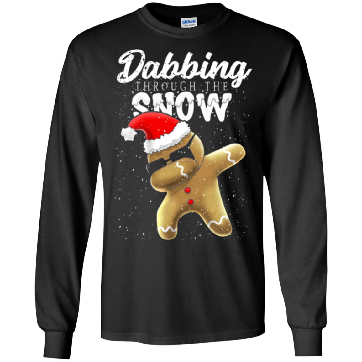 Dabbing Gingerbread T-shirt Dabbing Through The Snow Black