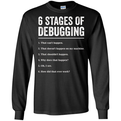 Programmer T-shirt 6 Stages Of Debugging Black