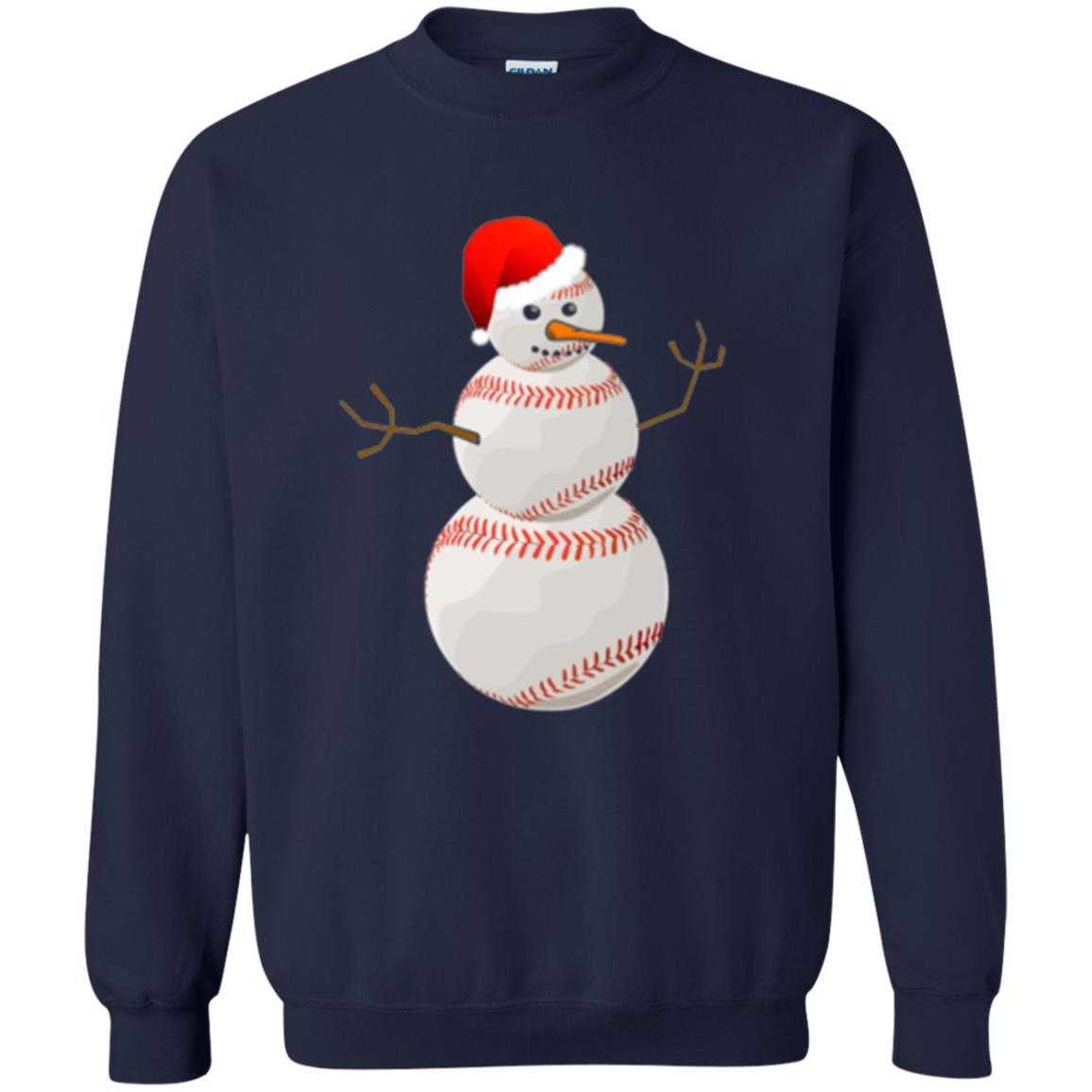 Christmas Baseball T-shirt Baseball Snowman Navy