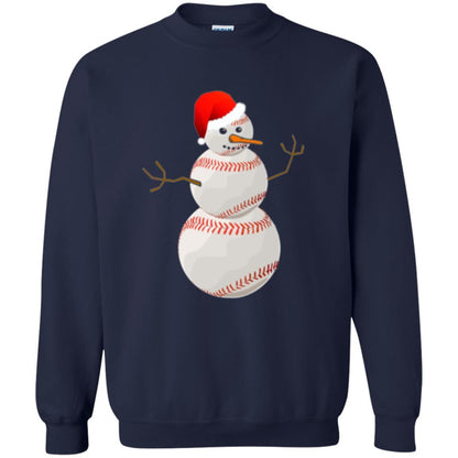 Christmas Baseball T-shirt Baseball Snowman Navy