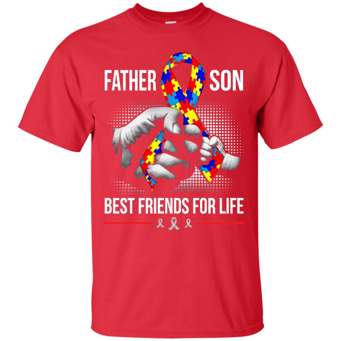 Father And Son Best Friends For Life Autism Awareness T-shirt Red