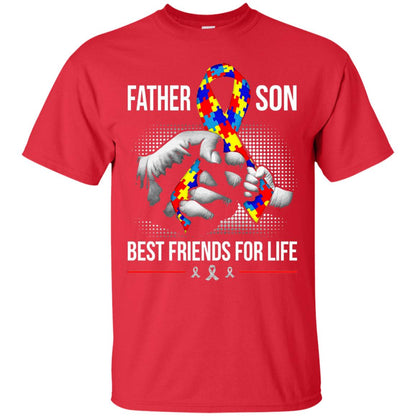 Father And Son Best Friends For Life Autism Awareness T-shirt Red