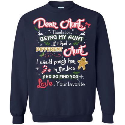 Dear Aunt Thank For Being My Aunt Christmas Holiday T-shirt Navy