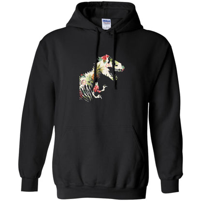 Dinosaur T-shirt Floral Tropical Hawaiian Pattern T Rex Black