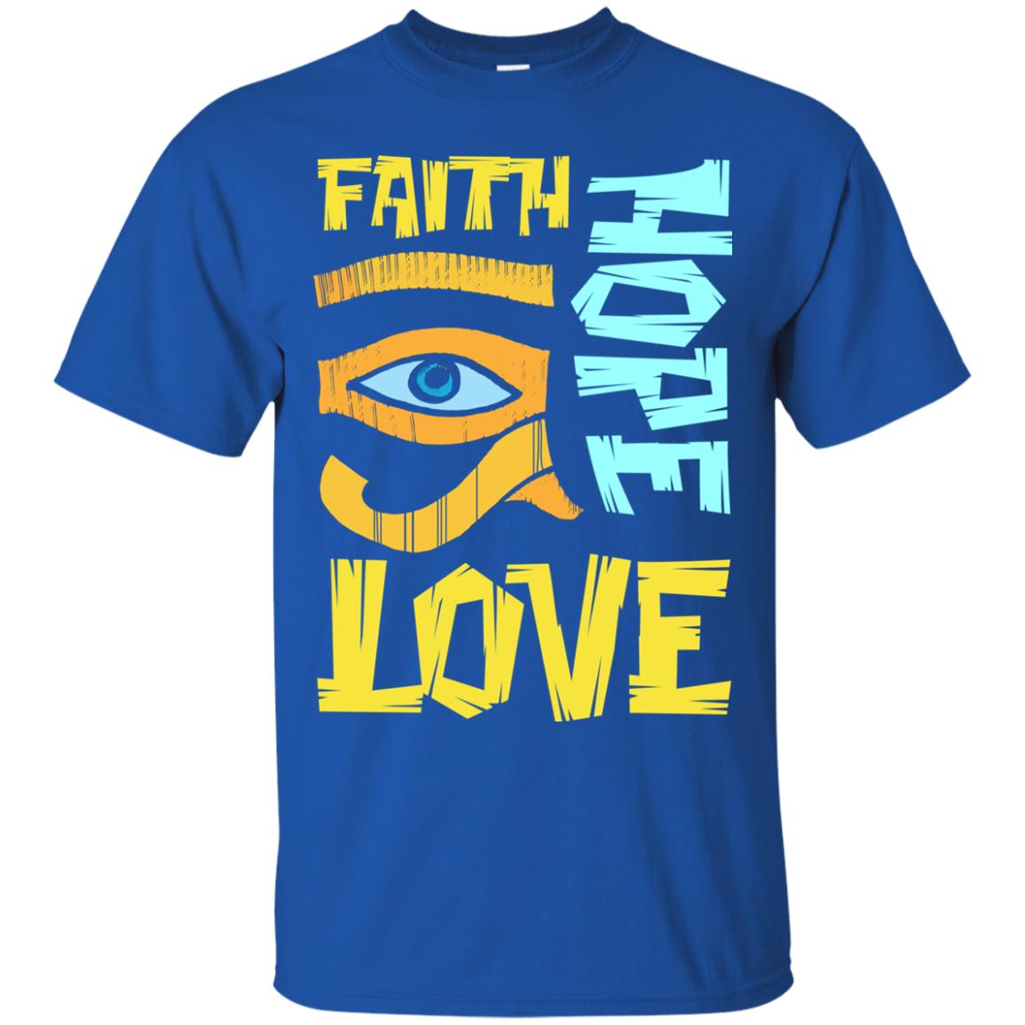 Faith Hope Love Christian T-shirt Royal