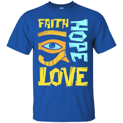 Faith Hope Love Christian T-shirt Royal