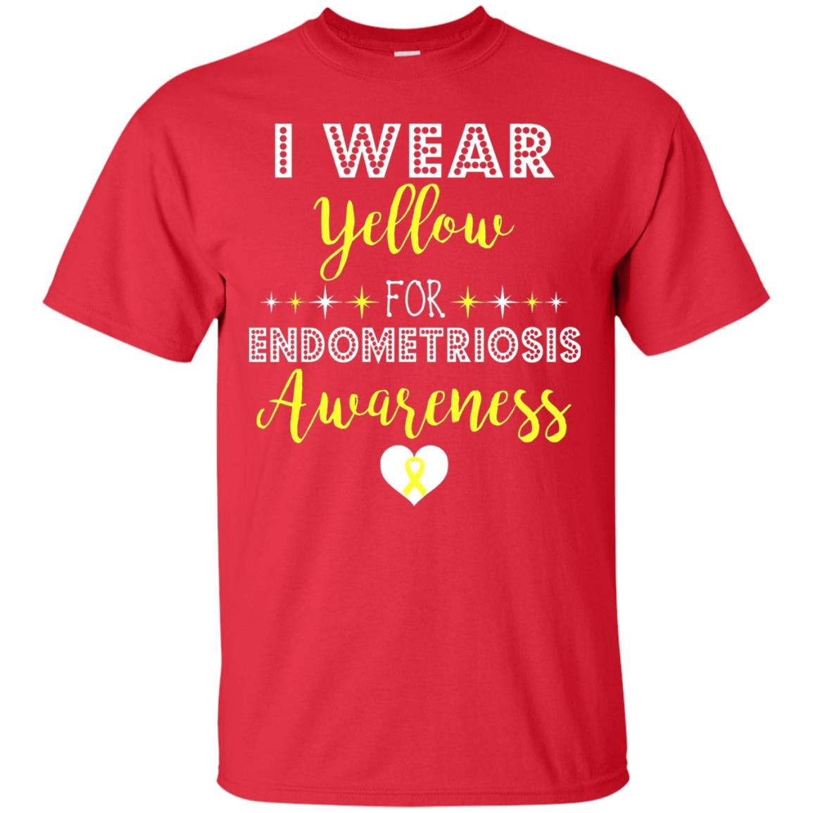 I Wear Yellow For Endometriosis Awareness Support Gift Shirt Red