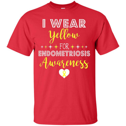 I Wear Yellow For Endometriosis Awareness Support Gift Shirt Red