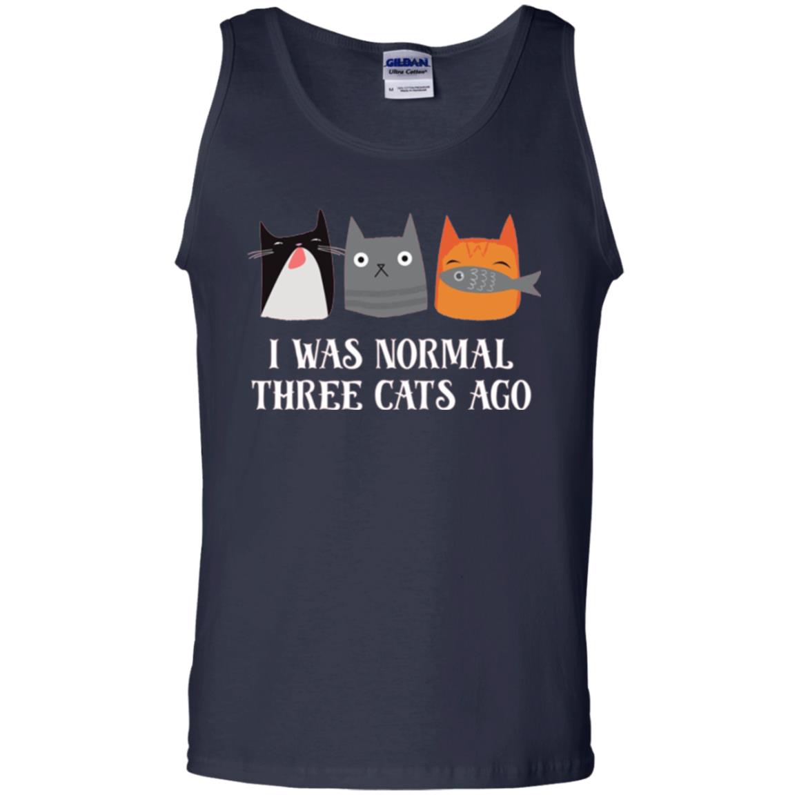 Cat Lovers T-shirt I Was Normal Three Cats Ago Funny Navy