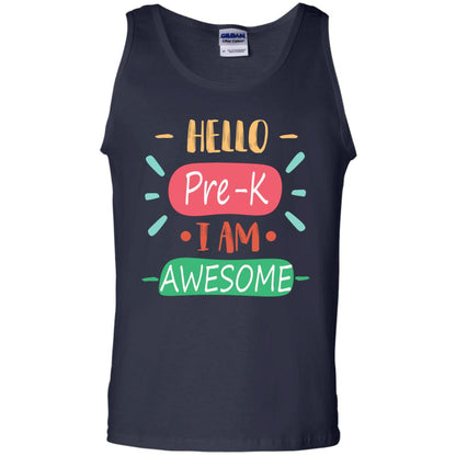 Hello Pre-k Grade I Am Awesome Pre-k Back To School First Day Of School Shirt Navy