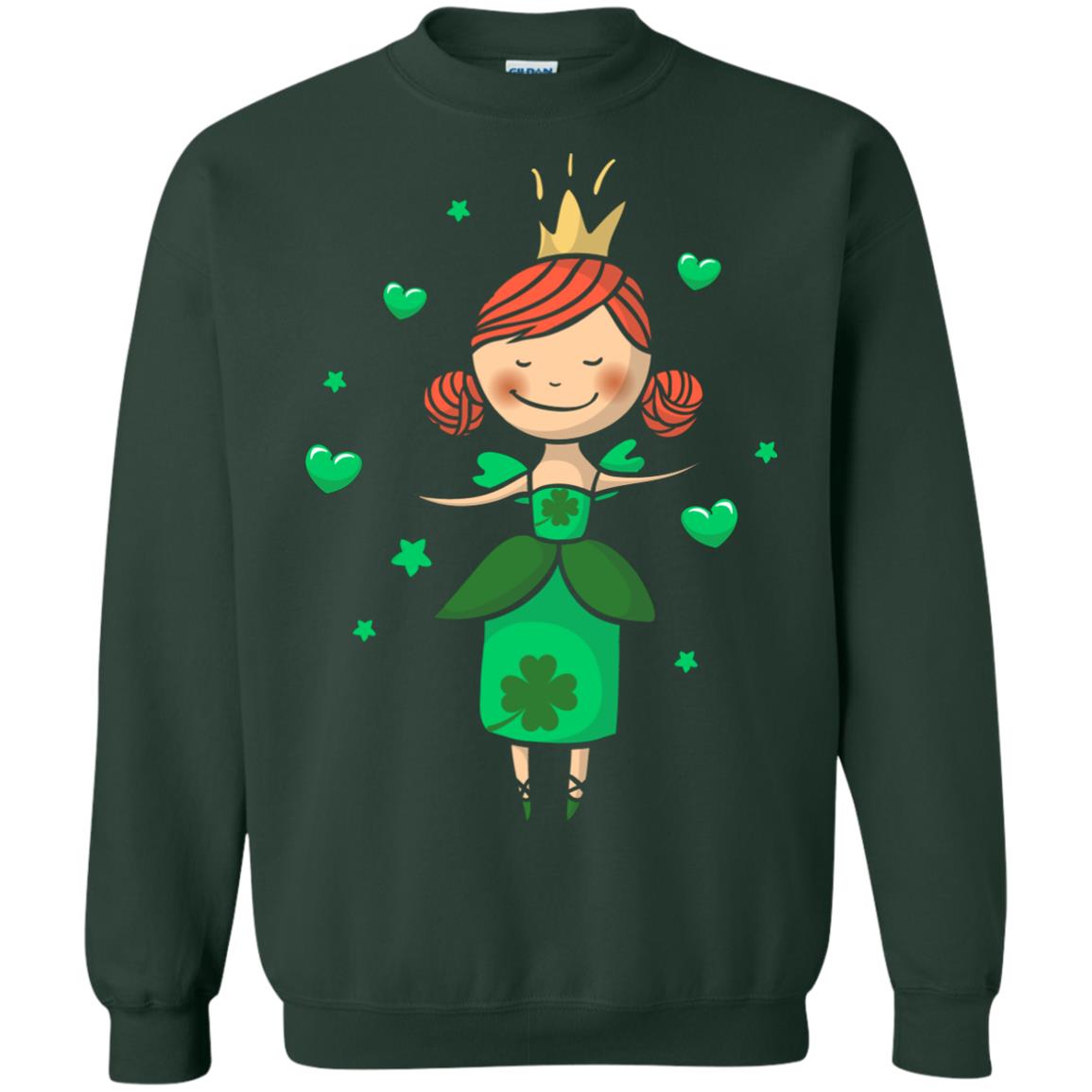 Irish Princess St. Patricks Day Gift Shirt For Girls Forest Green
