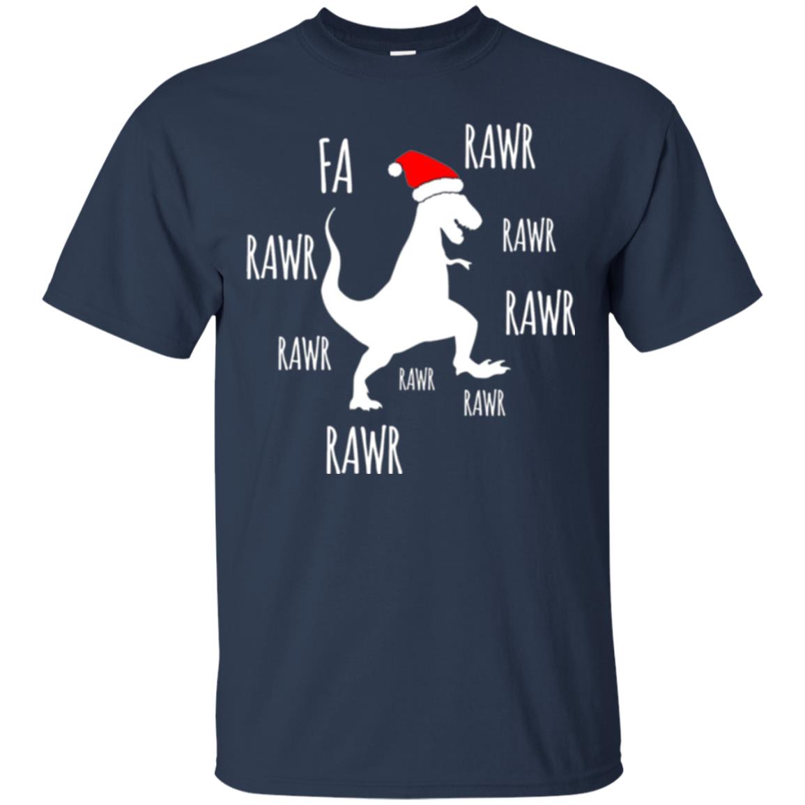 Christmas T-shirt Fa Rawr Rawr Funny T-rex Dinosaur Navy
