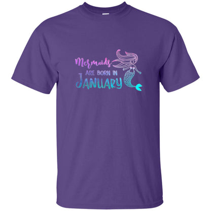 Mermaids Are Born In January Birthday T-shirt Purple