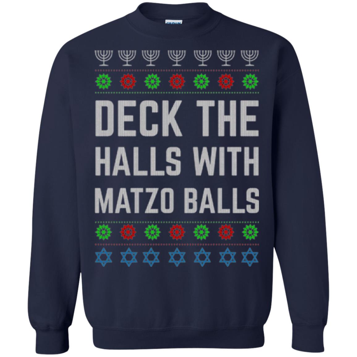 Christmas T-shirt Deck The Halls With Matzo Balls Navy