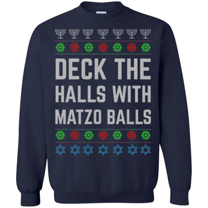 Christmas T-shirt Deck The Halls With Matzo Balls Navy