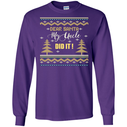 Christmas T-shirt Dear Santa My Uncle Did It Purple