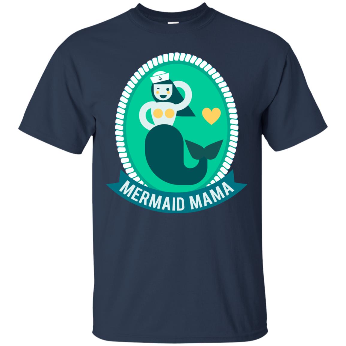 Mermaid Mama Cool Shirt For Grandma Love Mermaid Navy