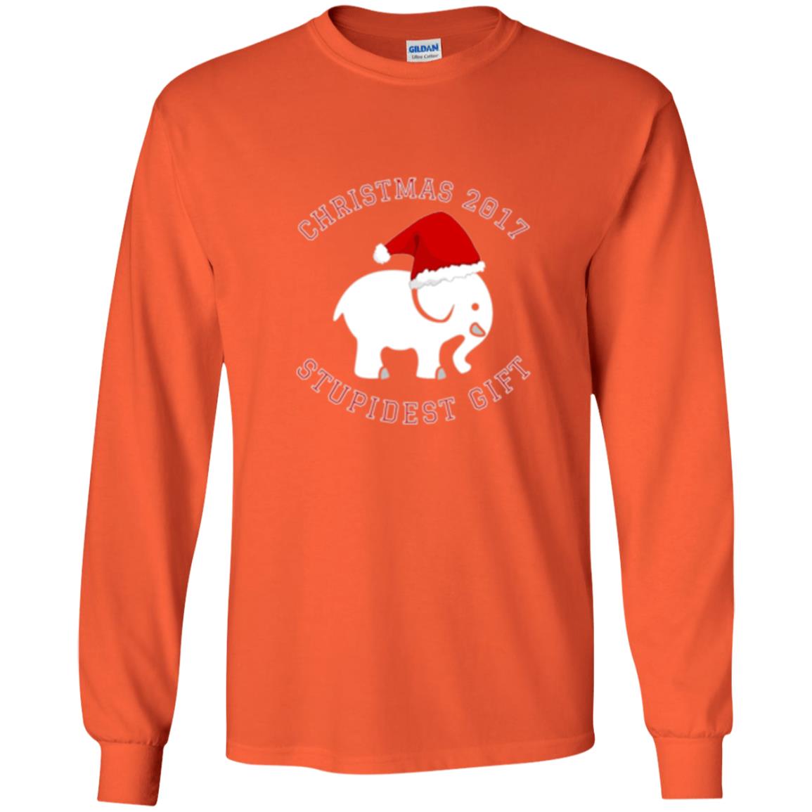 Christmas T-shirt White Elephant Christmas 2017 Stupidest Gift Orange