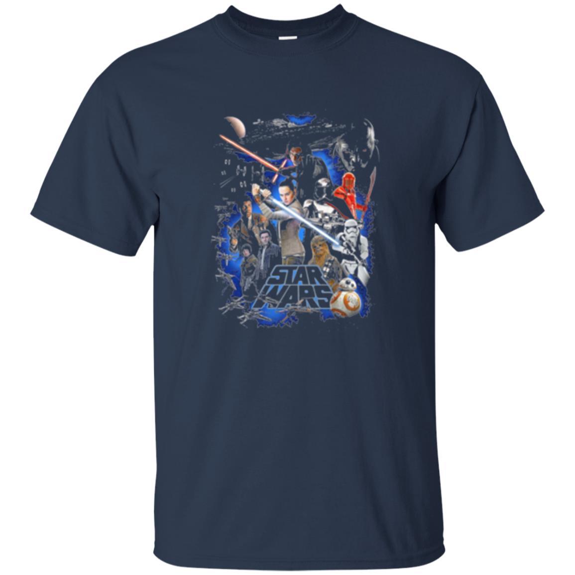 Film T-shirt Star Wars Last Jedi Classic Epic Film Poster Graphic Navy
