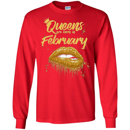 Black Women T-shirt Queens Are Born In February Birthday Red