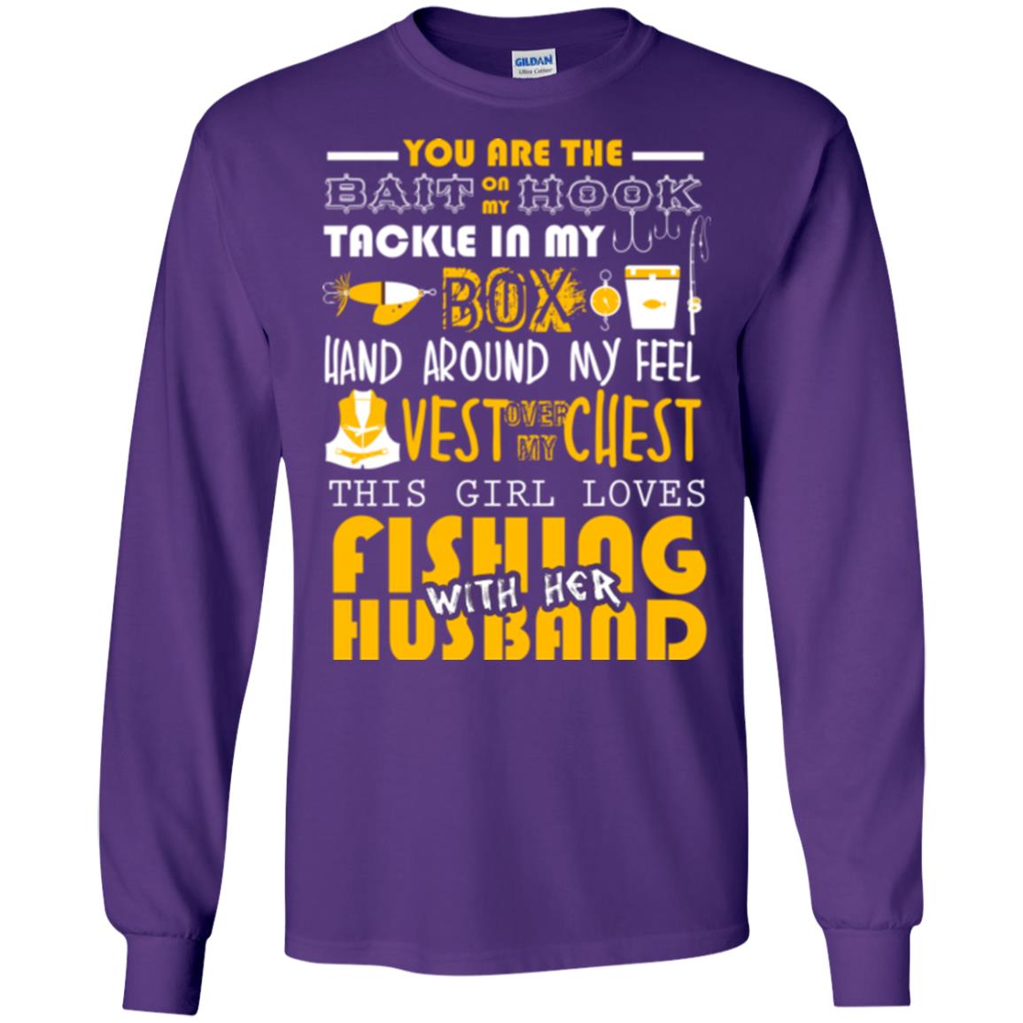 Fishing Lover T-shirt This Girl Loves Fishing With Her Husband Purple