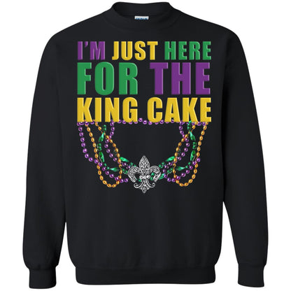 Mardi Gras Beads T-shirt I_m Just Here For The King Cake Black
