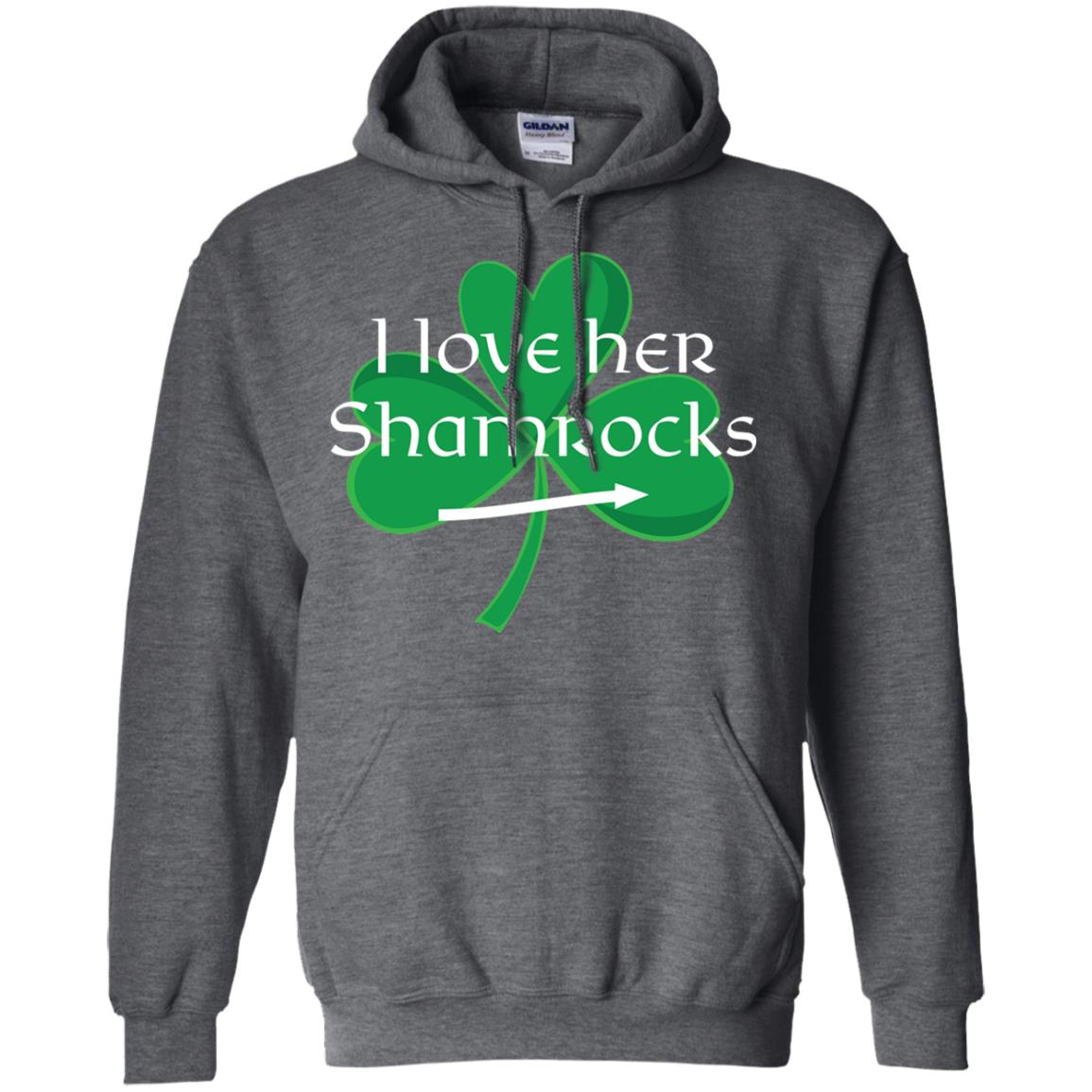 Saint Patrick_s Day T-shirt I Love Her Shamrocks Dark Heather