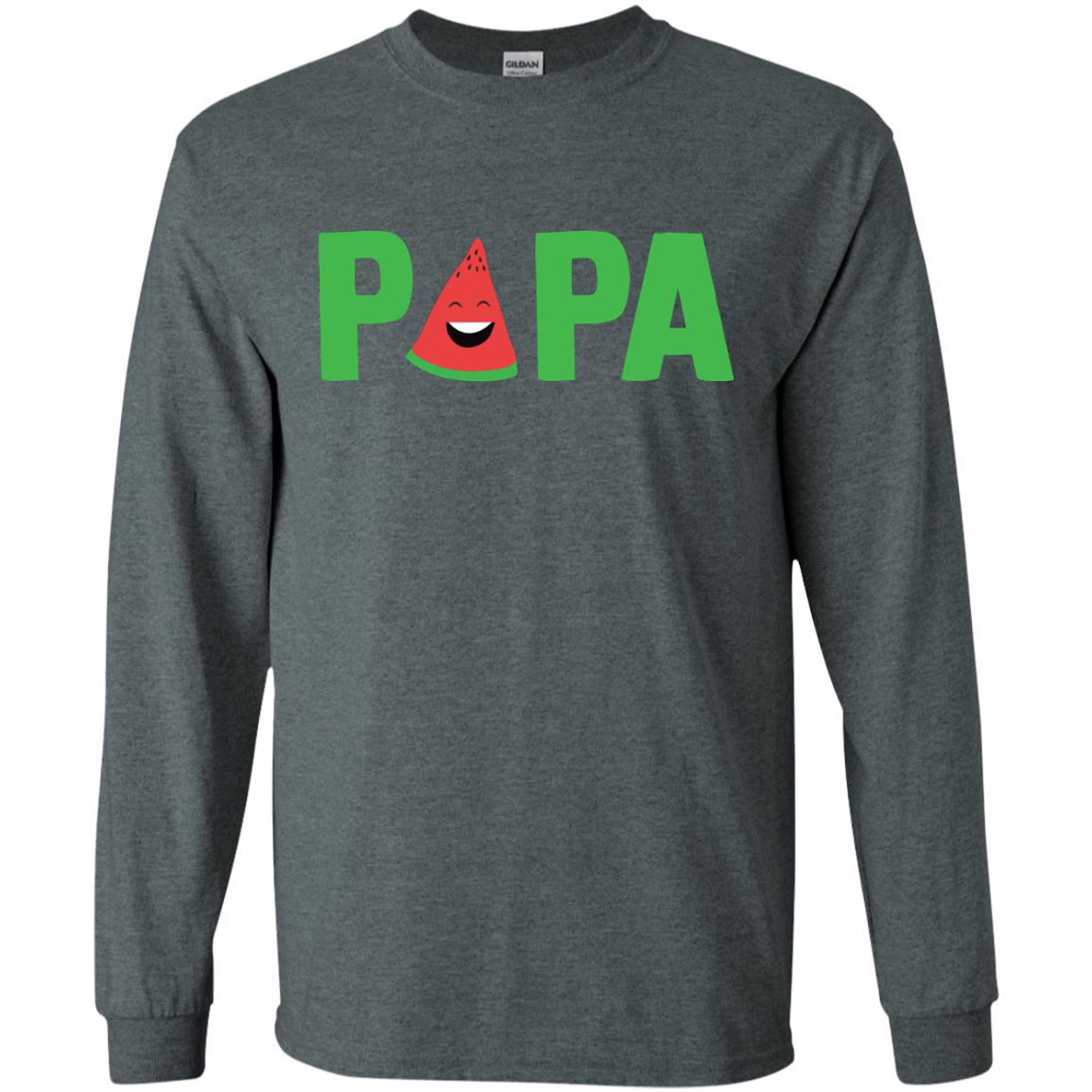 Papa Watermelon Funny Summer Melon Fruit Shirt For Mens Dark Heather