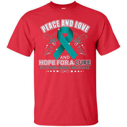 Myasthenia Gravis Awareness T-shirt Peace Love And Hope Red