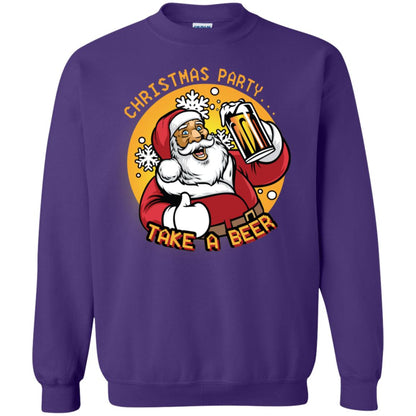 Christmas Party Take A Beer Santa X-mas Gift Shirt Purple