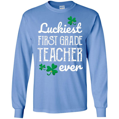 Luckiest First Grade Teacher Ever St. Patricks Day T-shirt Carolina Blue