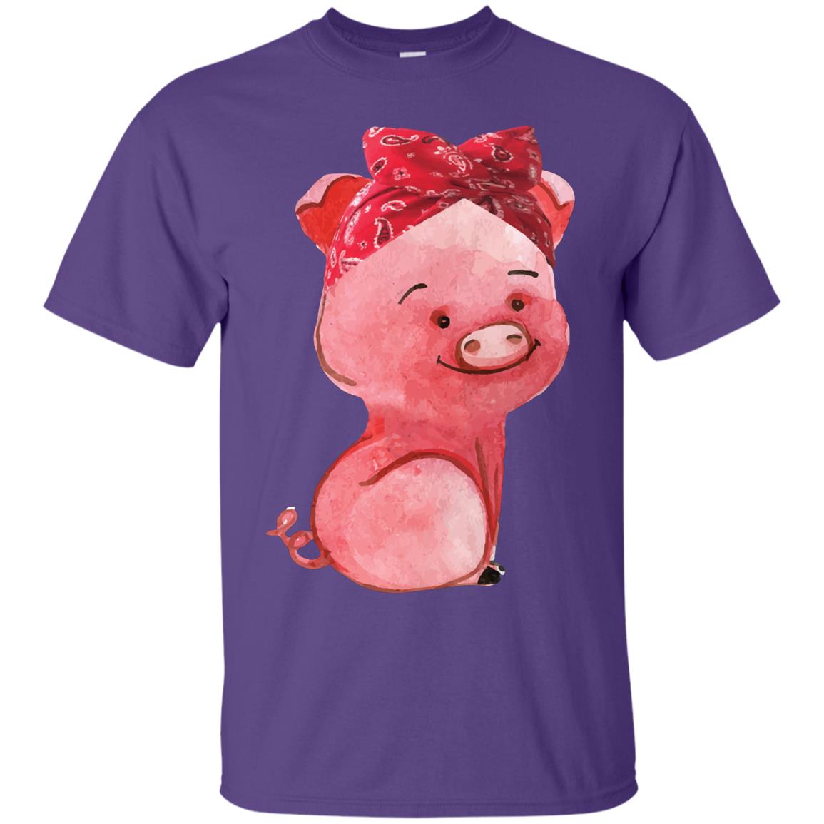 Pig Bandana Cute Pig Lovers Shirt For Girl And Women Purple