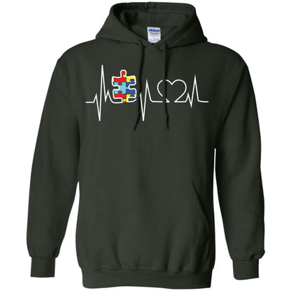 Autism Puzzle Heartbeat Autism Awareness Shirt Forest Green