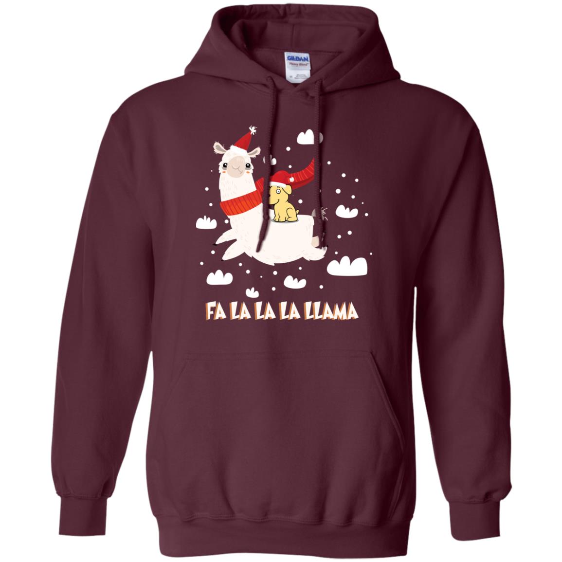 Fa La La La Llama With Labrador X-mas Gift Shirt Maroon