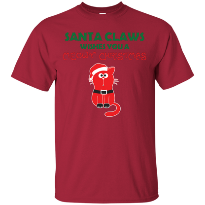 Christmas T-shirt Santa Claws Wishes You A Meowy Christmas Cardinal