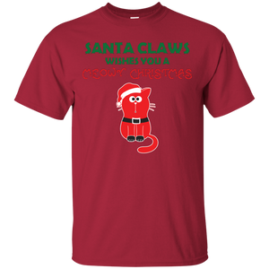 Christmas T-shirt Santa Claws Wishes You A Meowy  Christmas