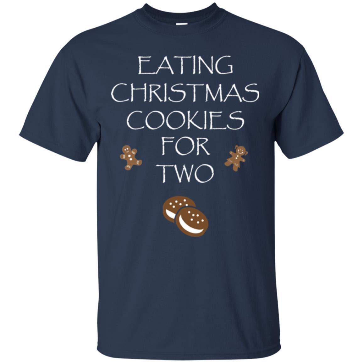 Christmas T-shirt Eating Christmas Cookies For Two Navy