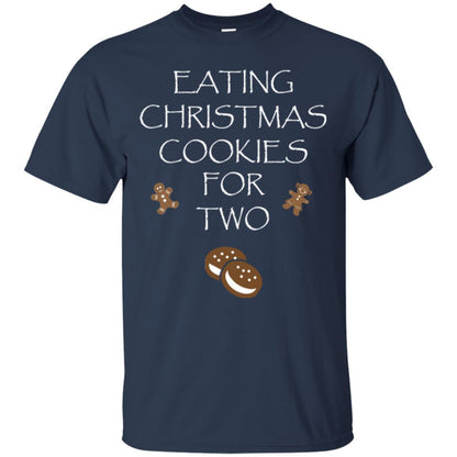 Christmas T-shirt Eating Christmas Cookies For Two Navy