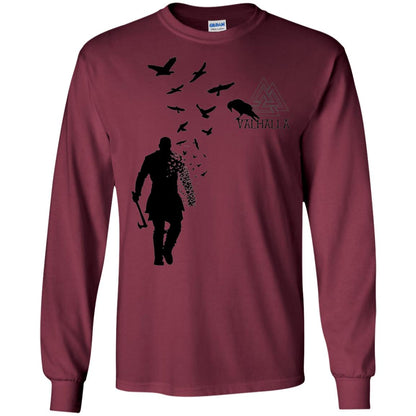 Vikings Axe Ragnar Lothbrok Flock Of Ravens Valhalla Symbol T-shirt Maroon