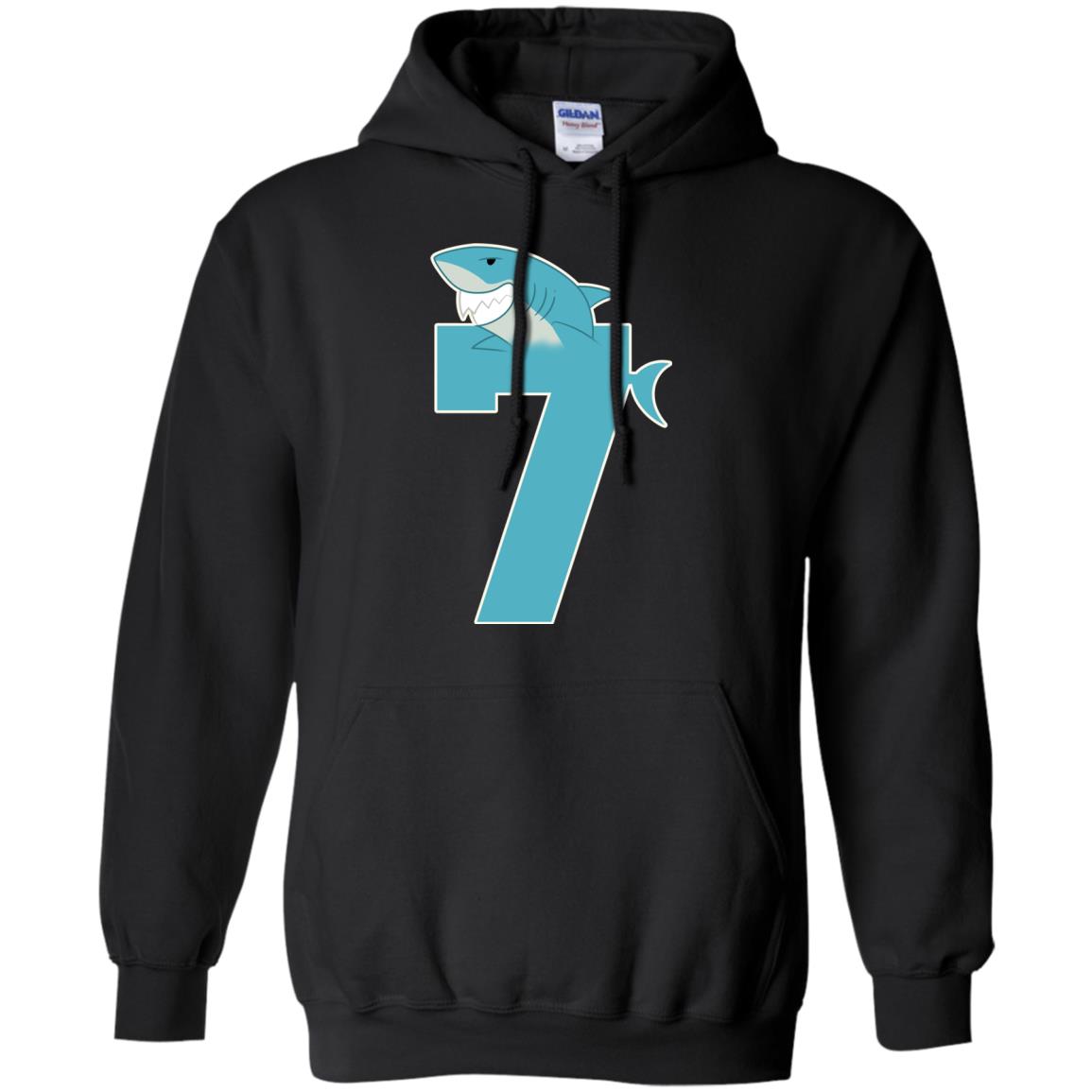 7th Birthday Shark Party Shirt Black