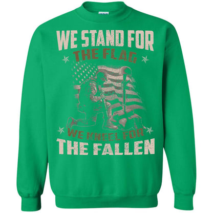 Veteran T-shirt We Stand For The Flag, We Kneel For The Fallen Irish Green